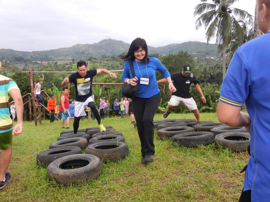 John Estrada starting the obstacle course relay for the 'Stars' team.